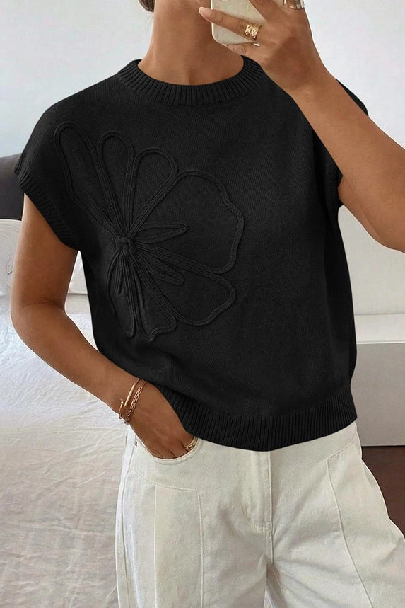 Floral Sleeveless Sweater Vest