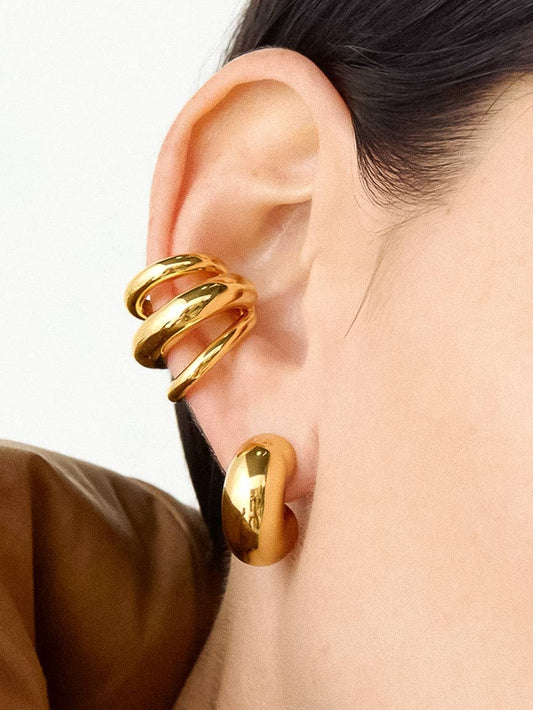 Single Ames Gold Non-Tarnish Trilayer Ear Cuff