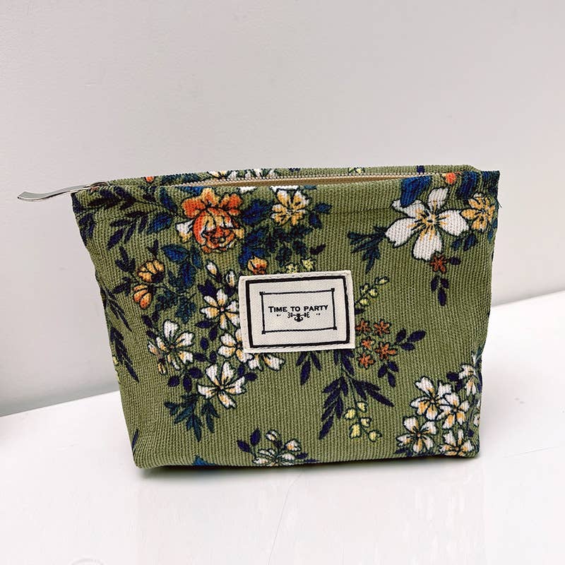Corduroy Flower Make-Up Bag