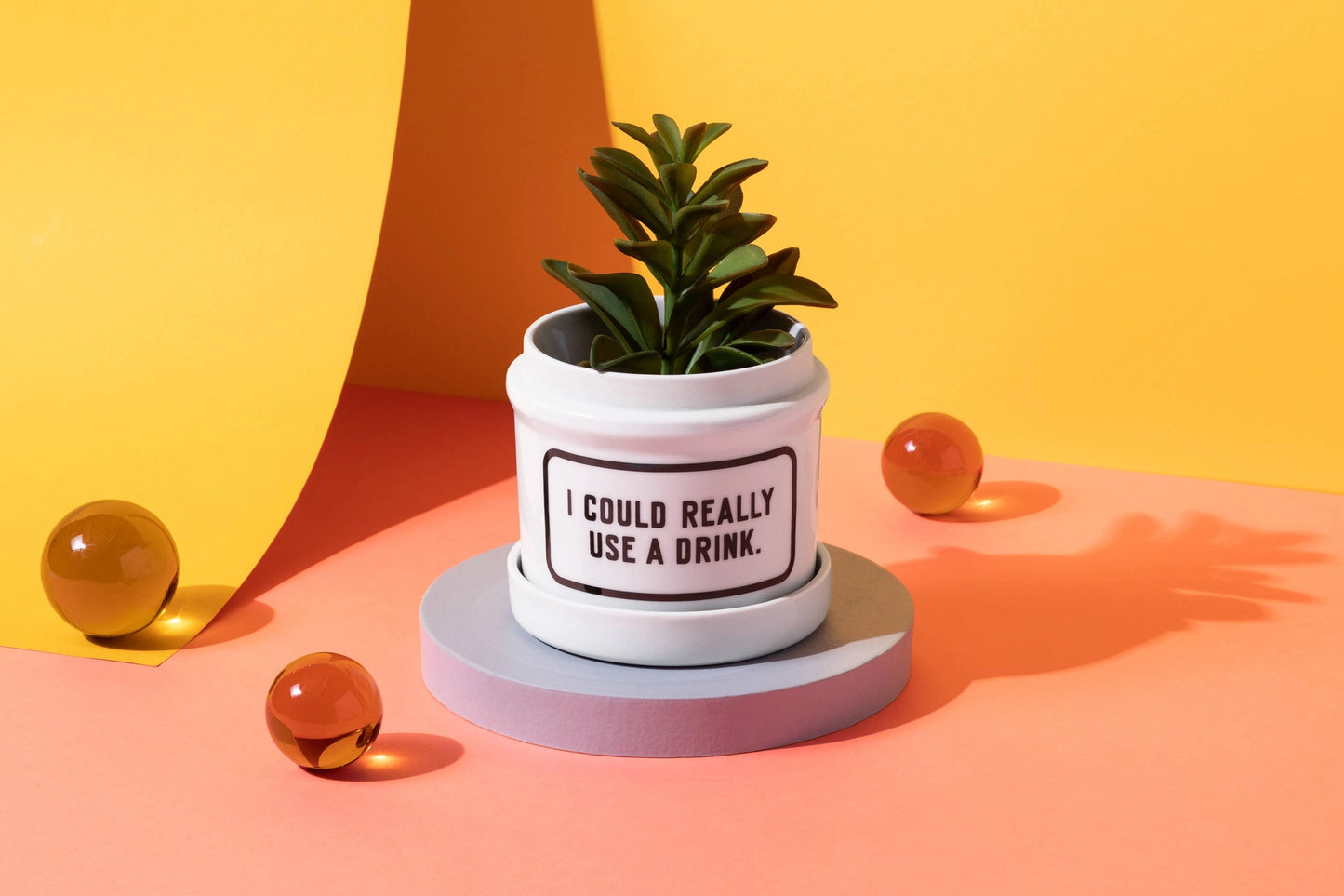 Brass Monkey I Could Really Use A Drink Planter w/ Drip Tray