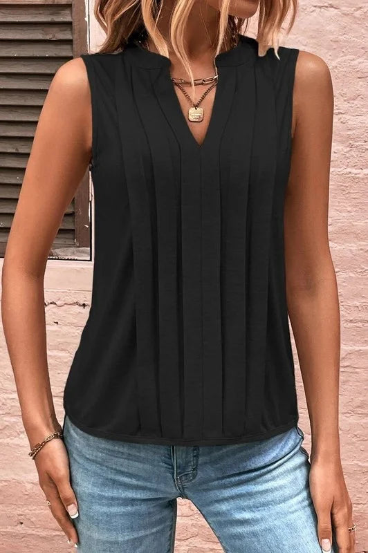 Pleated Front Sleeveless Top