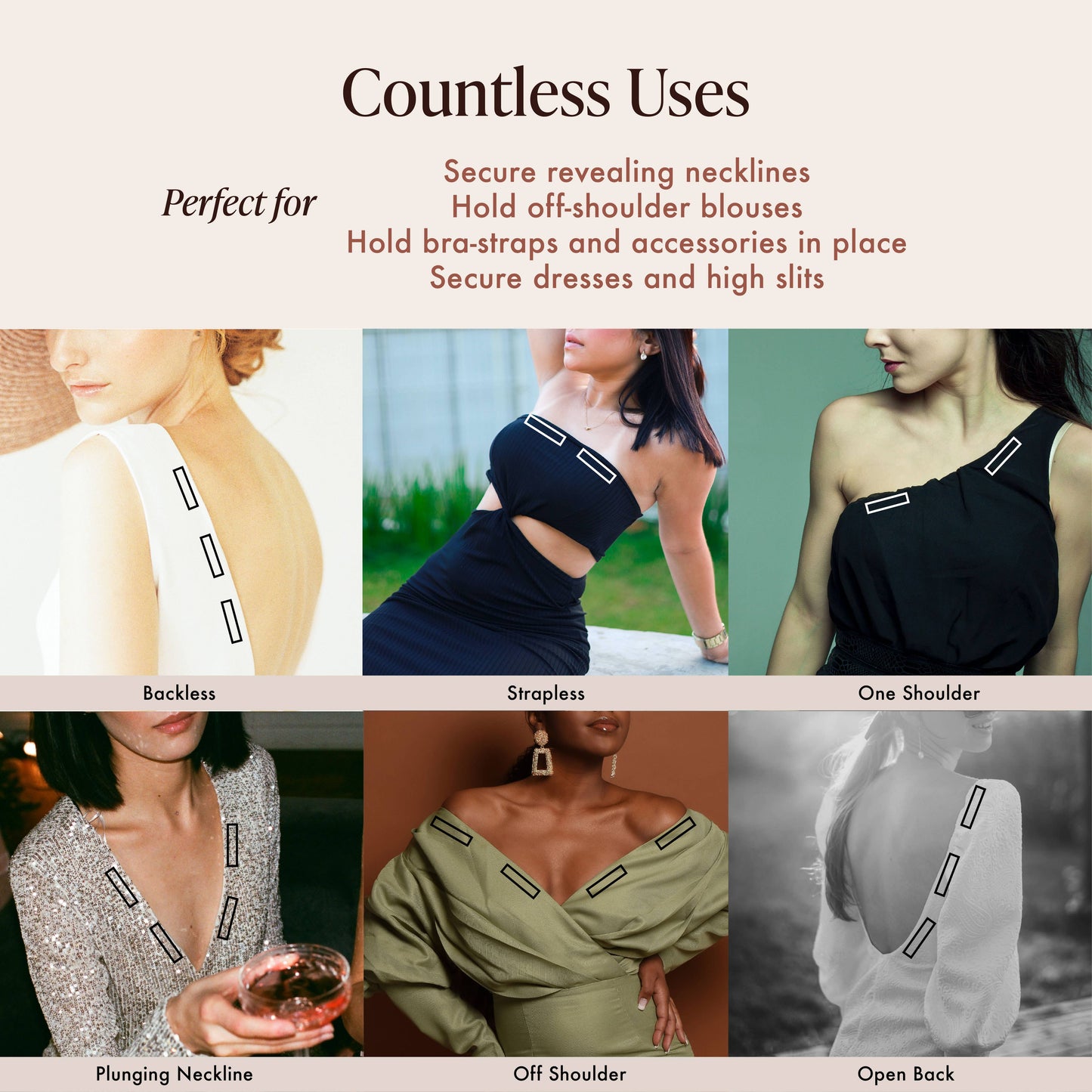 fashion tape for low cut dresses Fashion Tape Tips for Off Shoulder Dresses