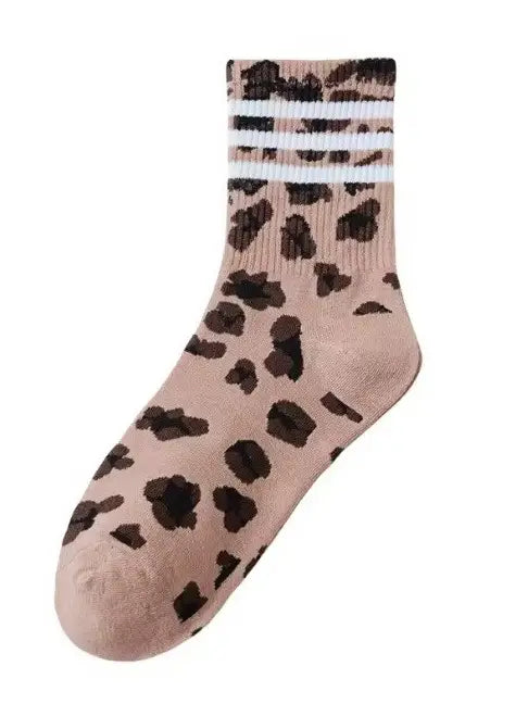Animal Leopard Half Crew Throwback Socks