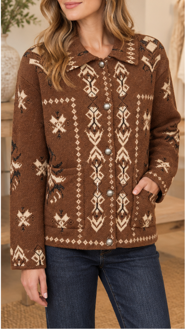 Western Jacquard Cardigan