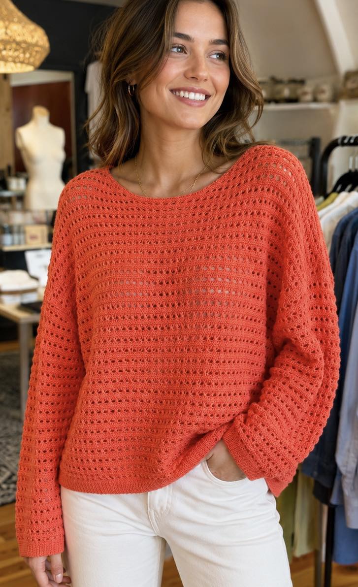 Orange Fish Net Sweater