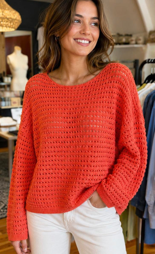 Orange Fish Net Sweater