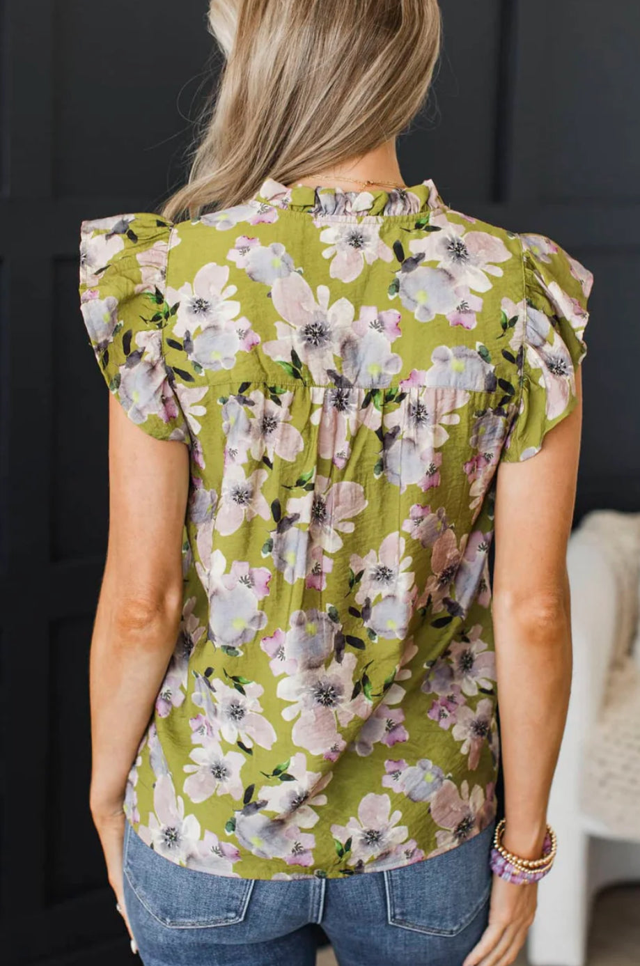 Ruffle Floral Print Top