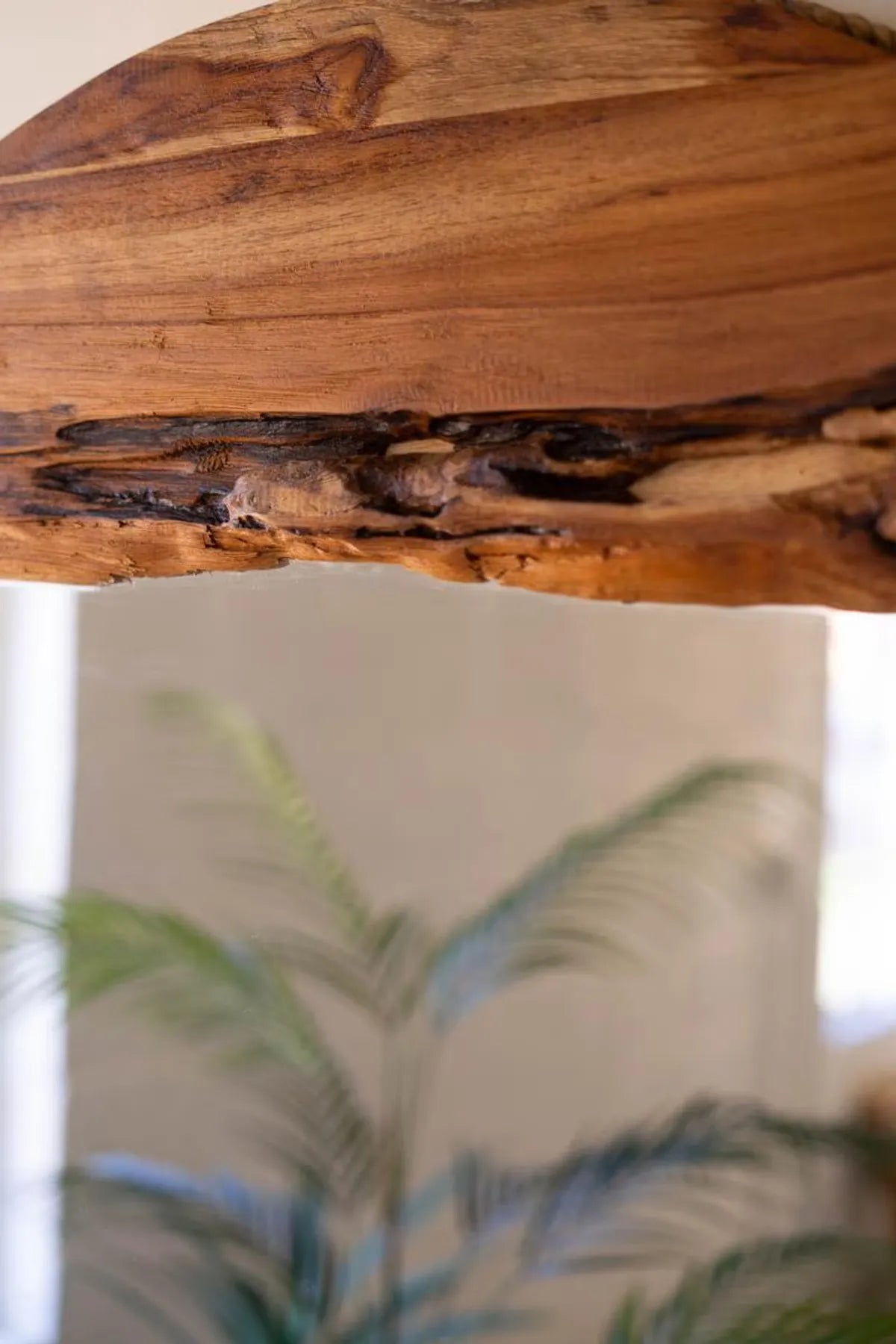 Rope Detail Round Wood Framed Mirror