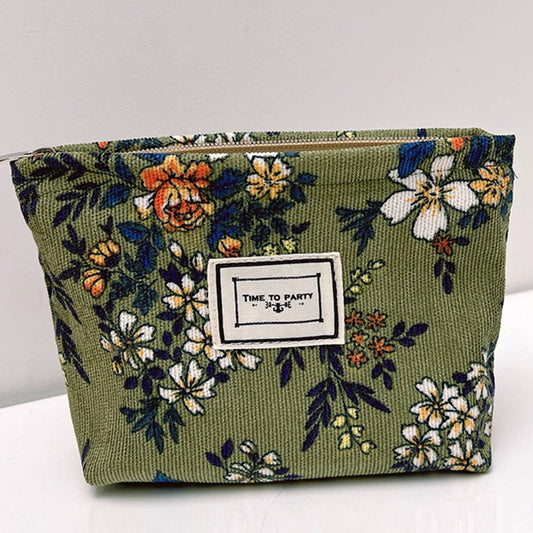 Corduroy Flower Make-Up Bag