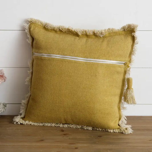 Stone Washed Tassel Pillow