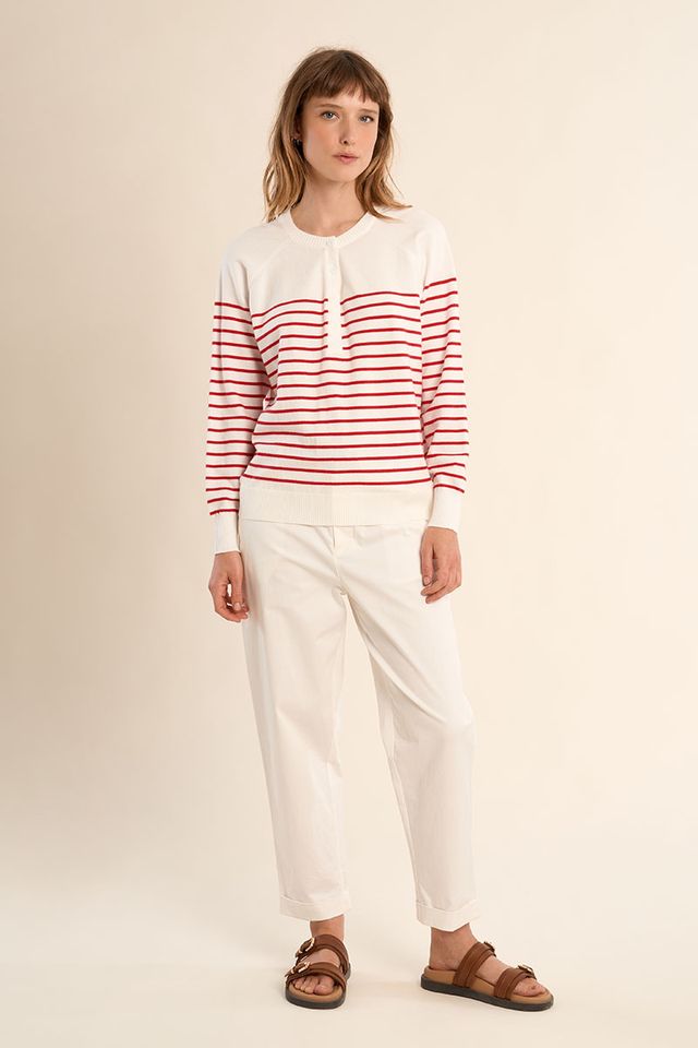 Ladies Knitted Striped Sweater