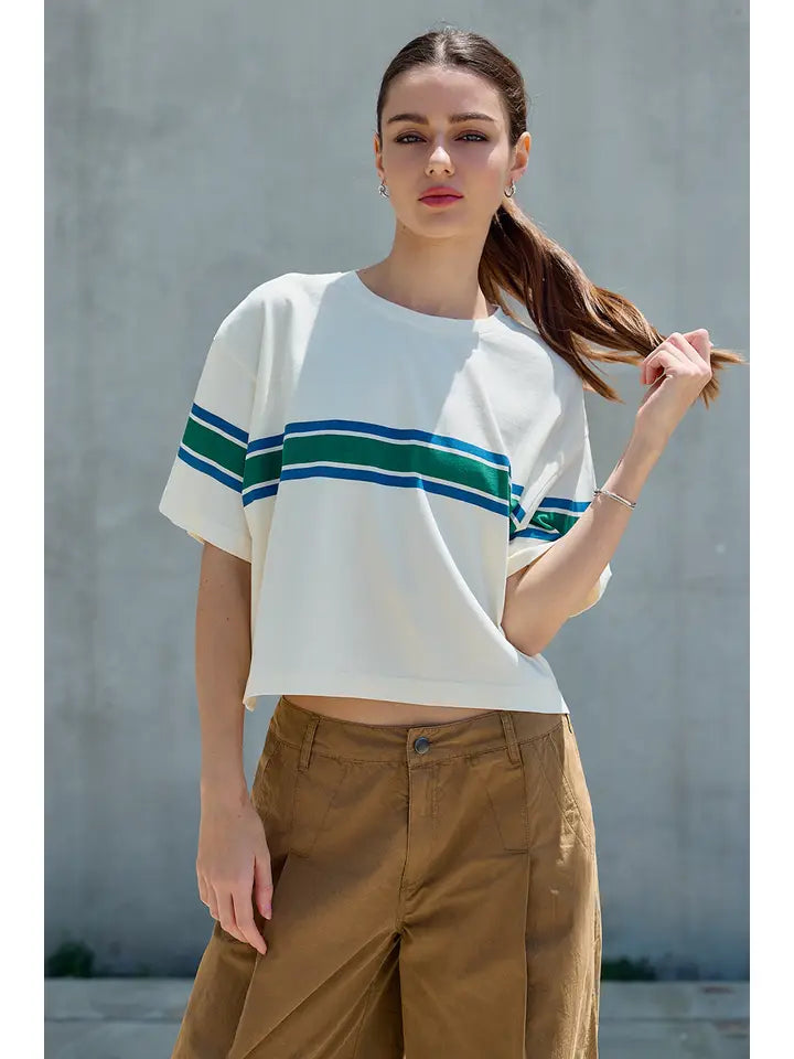 Retro Stripe Boxy Tee