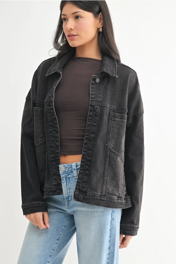 Oversized Utility Pocket Denim Jacket
