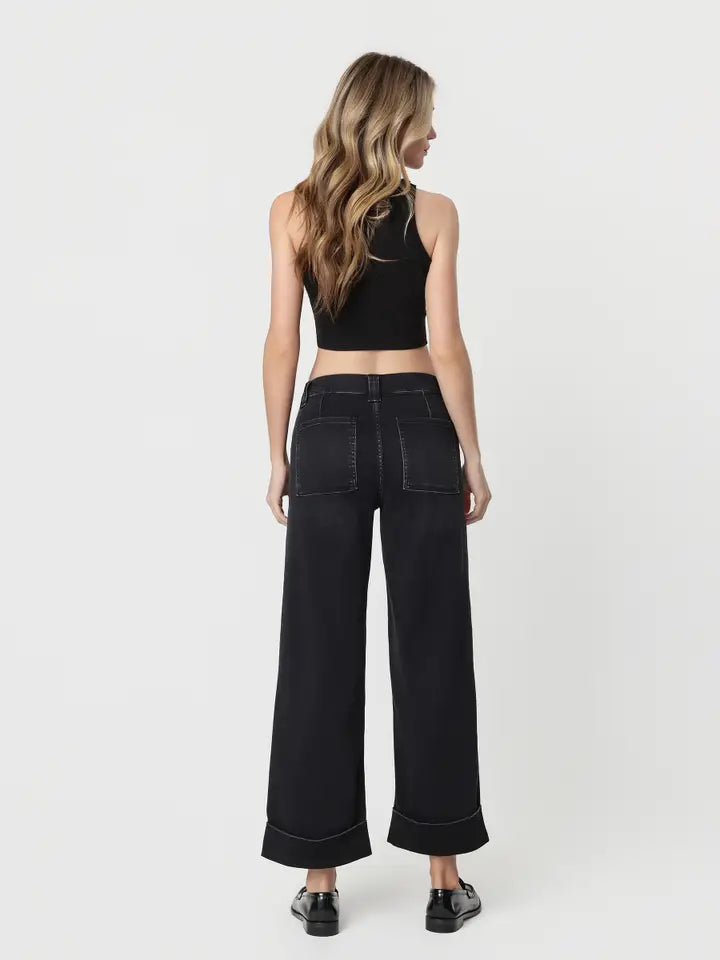VERVET High Rise Cuffed Baggy Wide Jeans