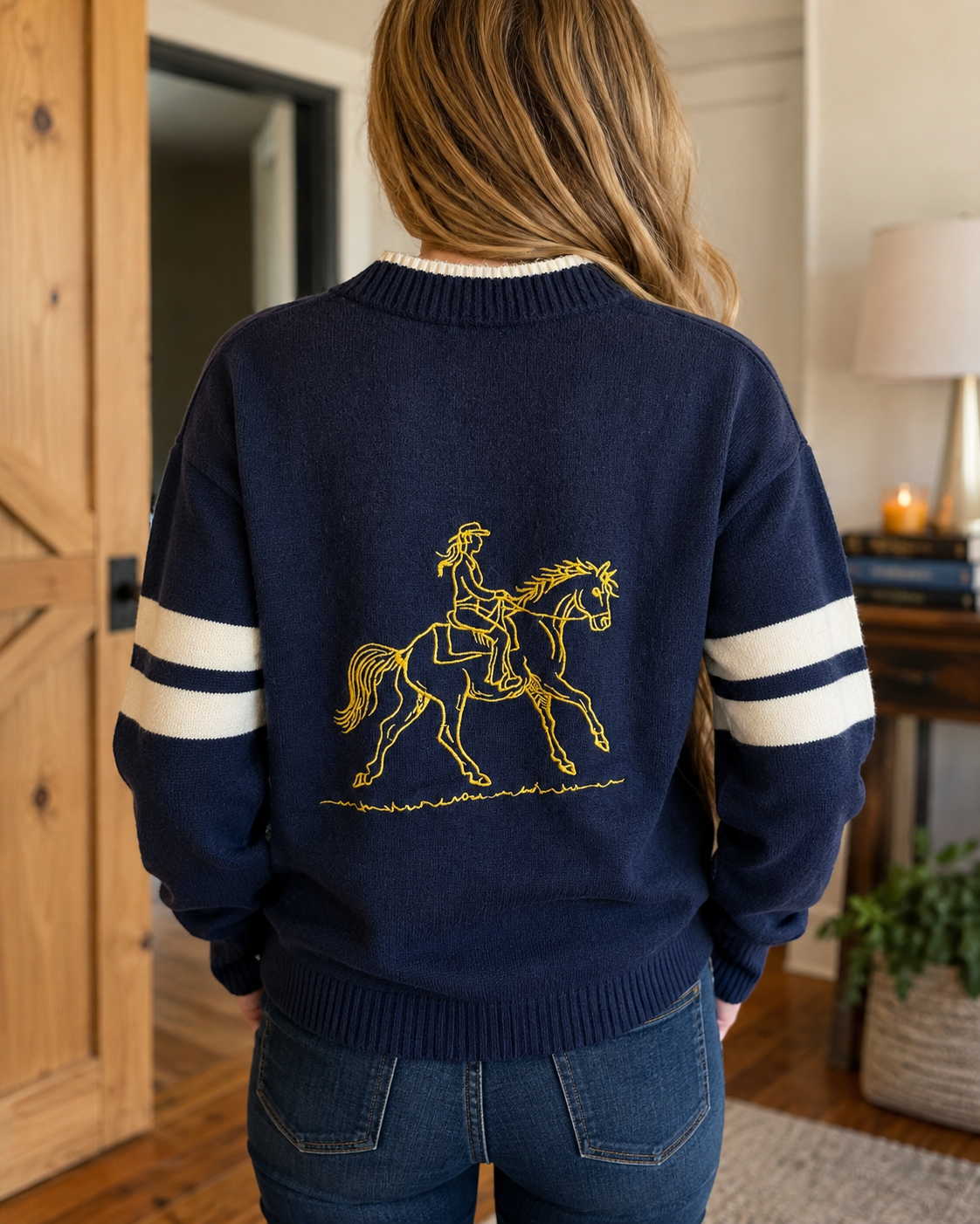 Rodeo Embroidered Zip Front Cardigan