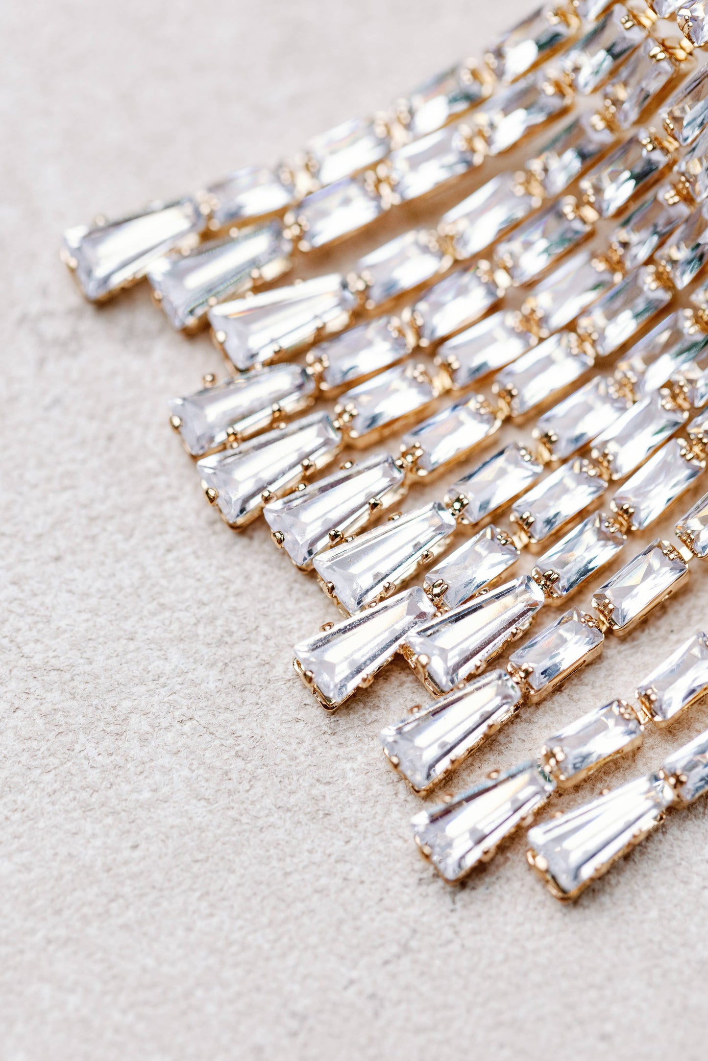 Crystal Waterfall Maxi Tassel Holiday Statement Earrings