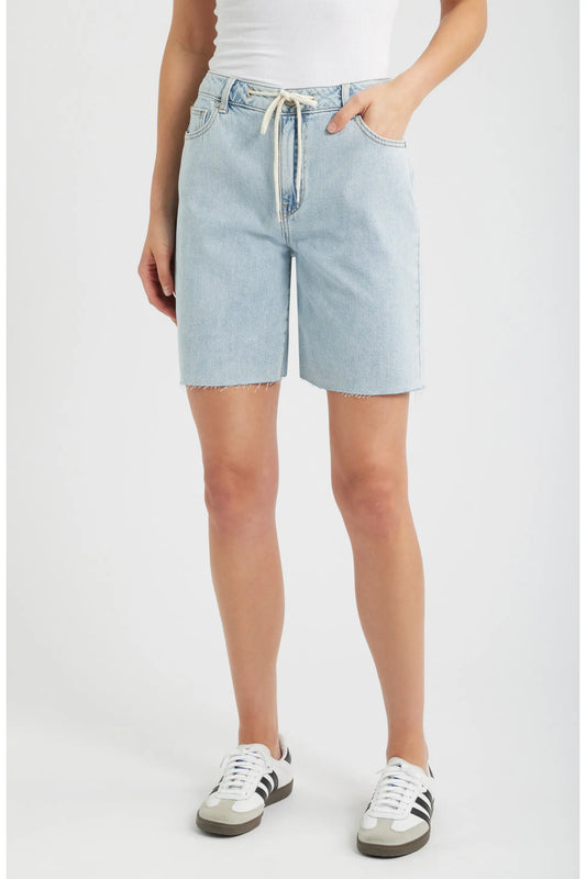 1822 Drawstring Raw Hem Denim Shorts