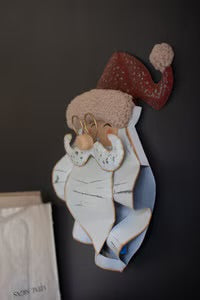 Painted Metal and Boucle Santa Head Wall Decor