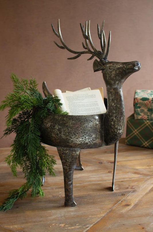 Rustic Metal Reindeer Planter