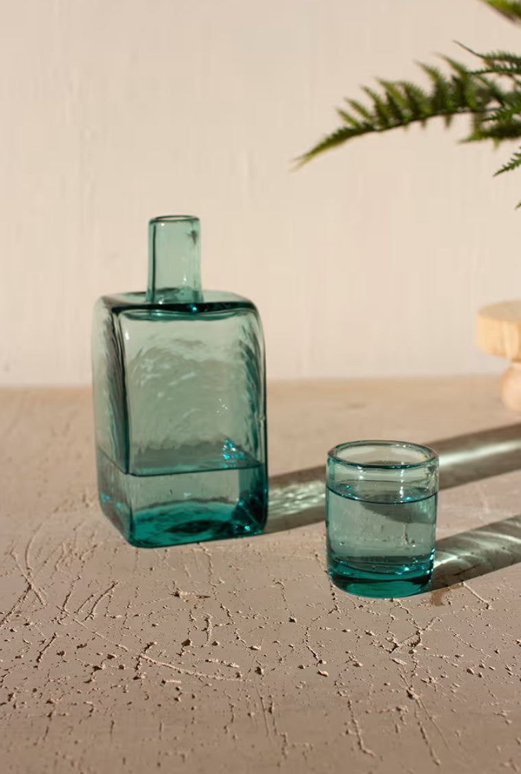 Bedside Water Carafe and Drinking Glass