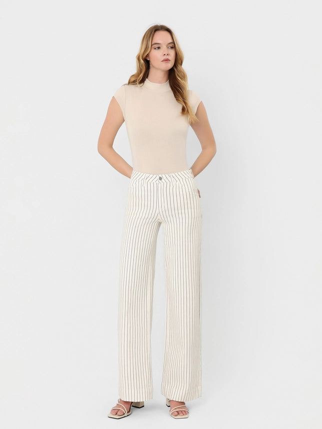 VERVET High Rise Striped Wide Leg Jeans