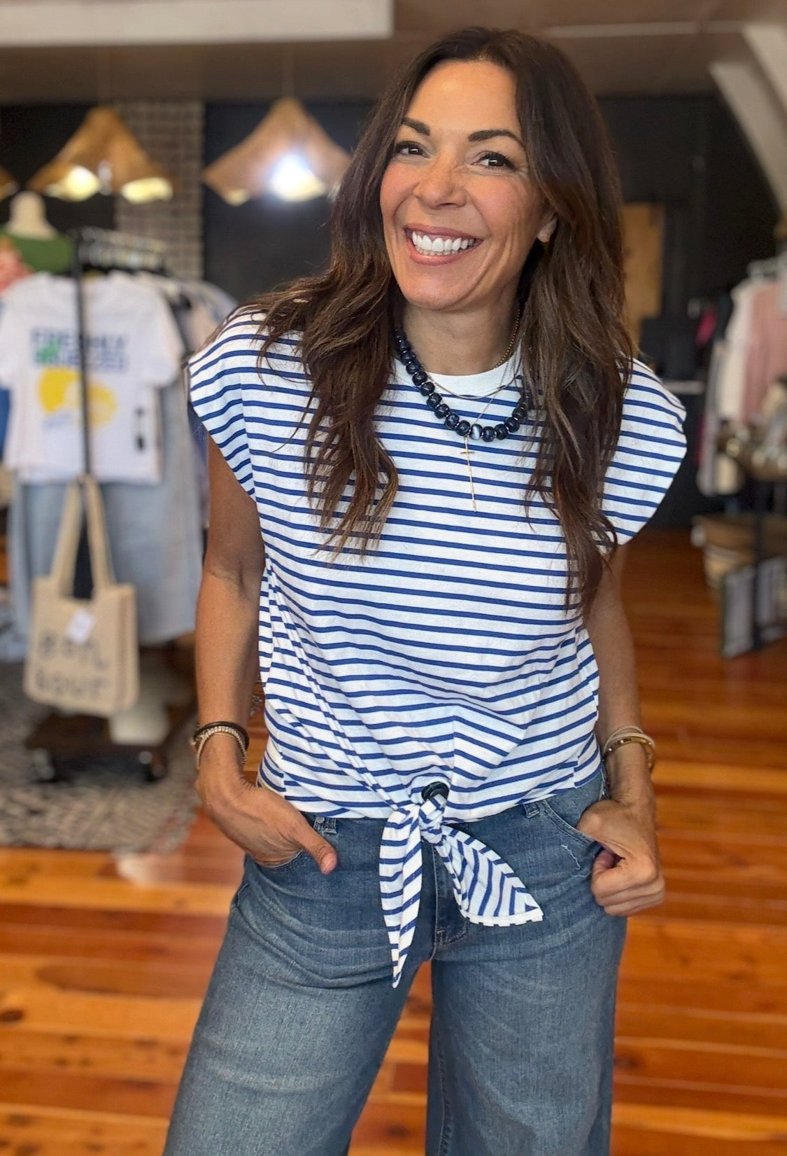 Striped Front Tie Sailor Tee