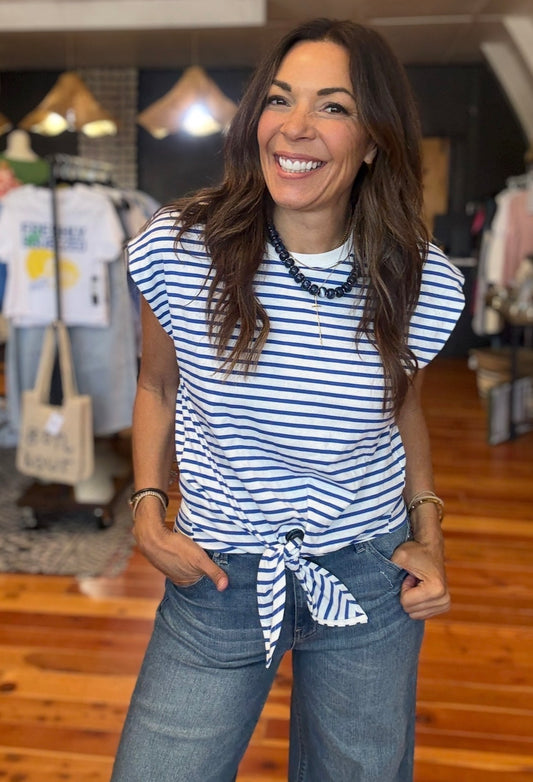 Striped Front Tie Sailor Tee