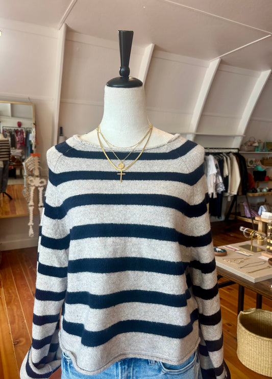 Grade & Gather Striped Mock Sweater