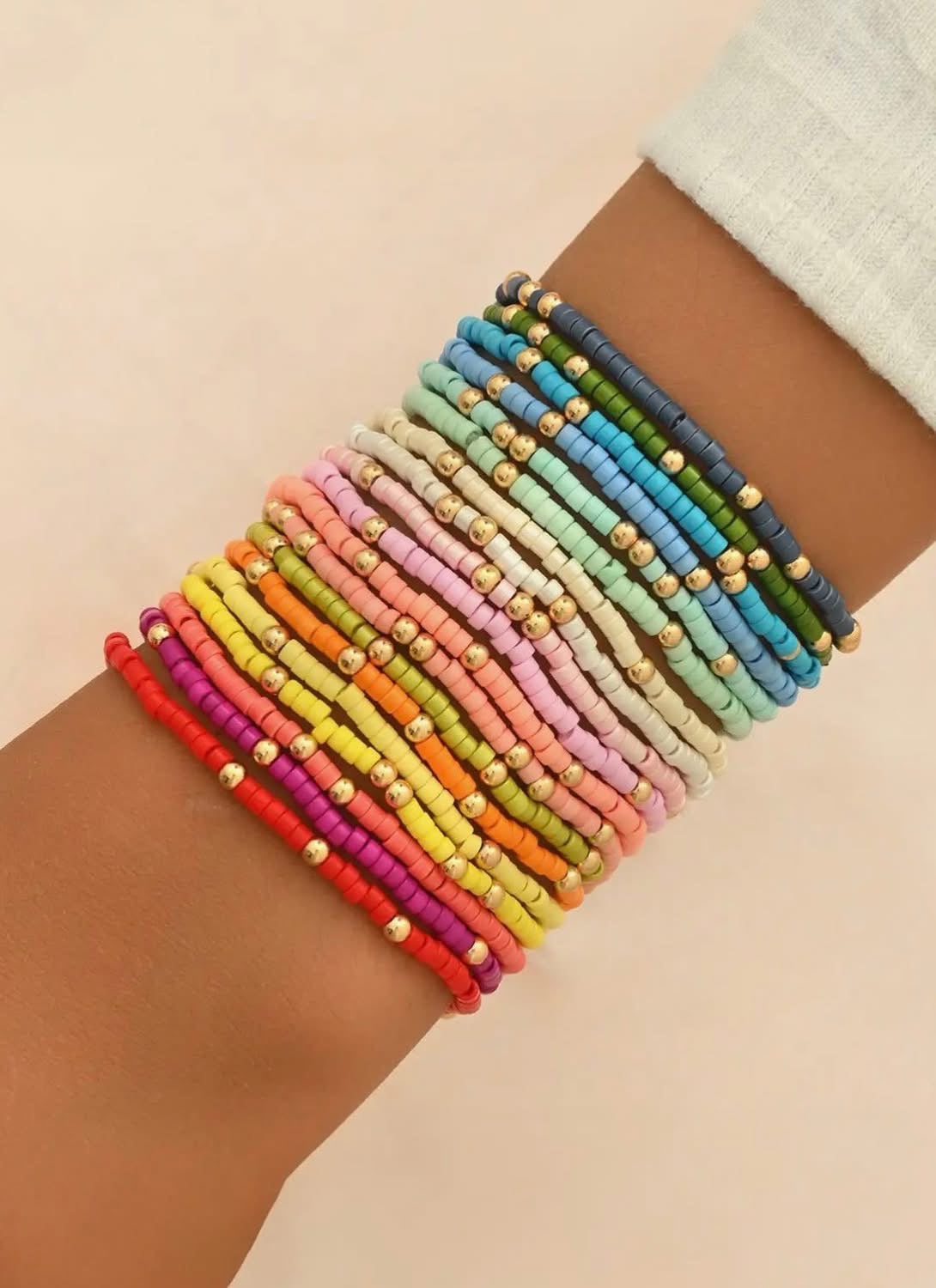 Colorful Bead Stretch Bracelet Set