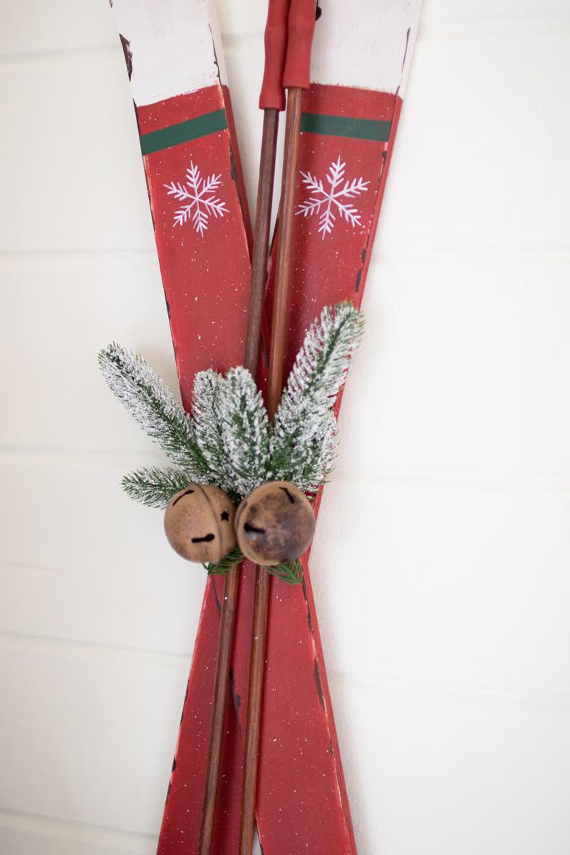 Pair of Red Wooden Skis