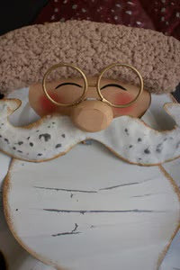 Painted Metal and Boucle Santa Head Wall Decor