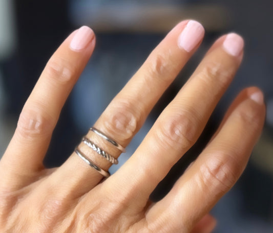 Triple Band Silver Waterproof Ring