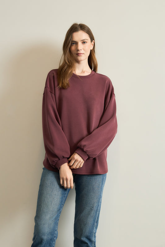 Cupro Maroon Loose Fit Top