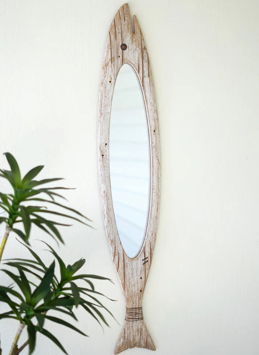 Carved Wooden Fish Mirror