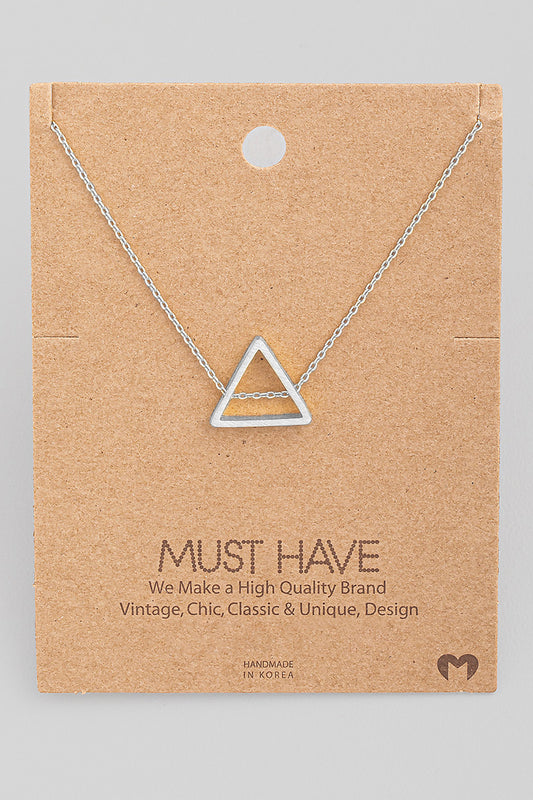 Brushed Triangle Cut Out Pendant Necklace