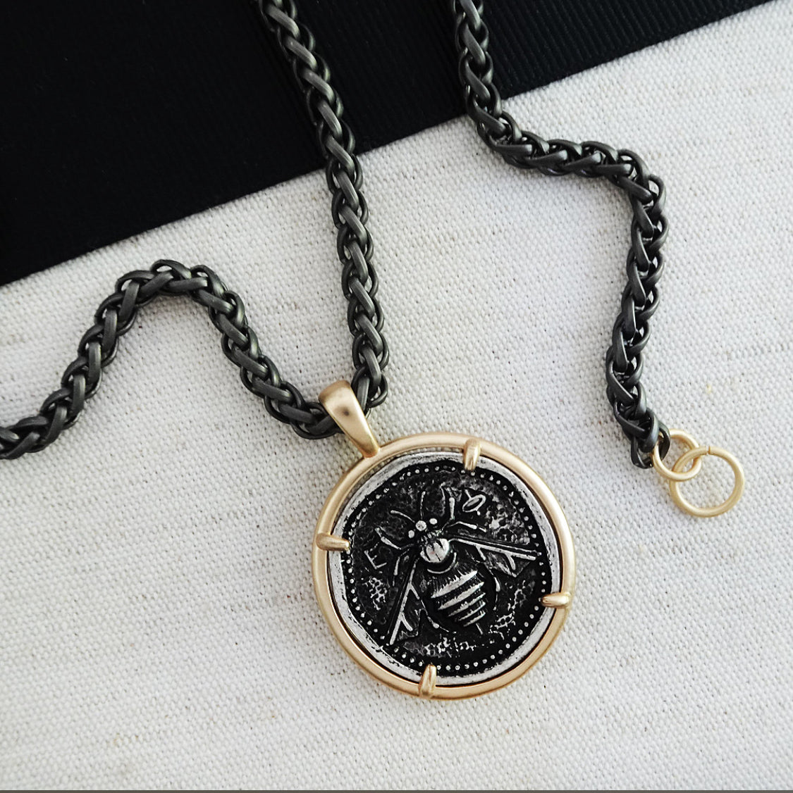 Necklace with Bezel Set Bee Pendant