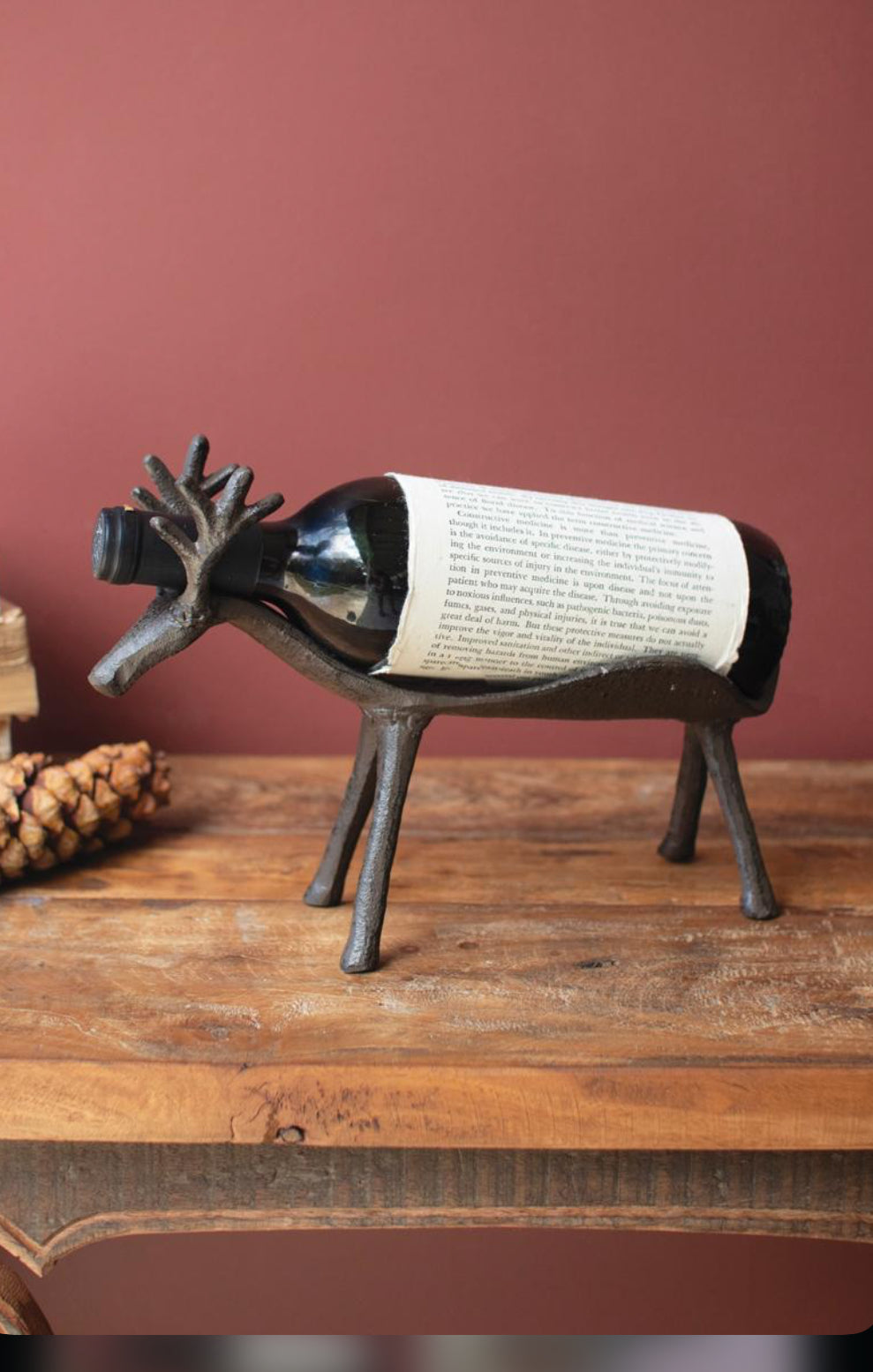 Cast Iron Reindeer Wine Bottle Holder