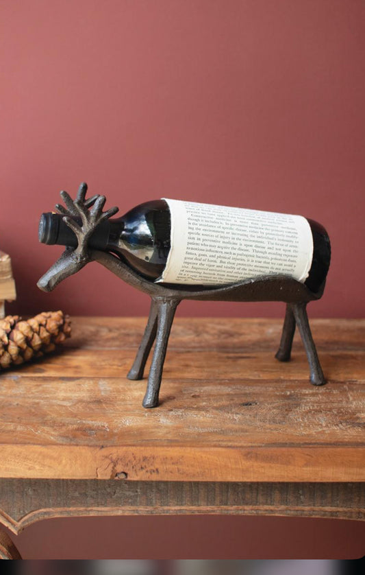 Cast Iron Reindeer Wine Bottle Holder
