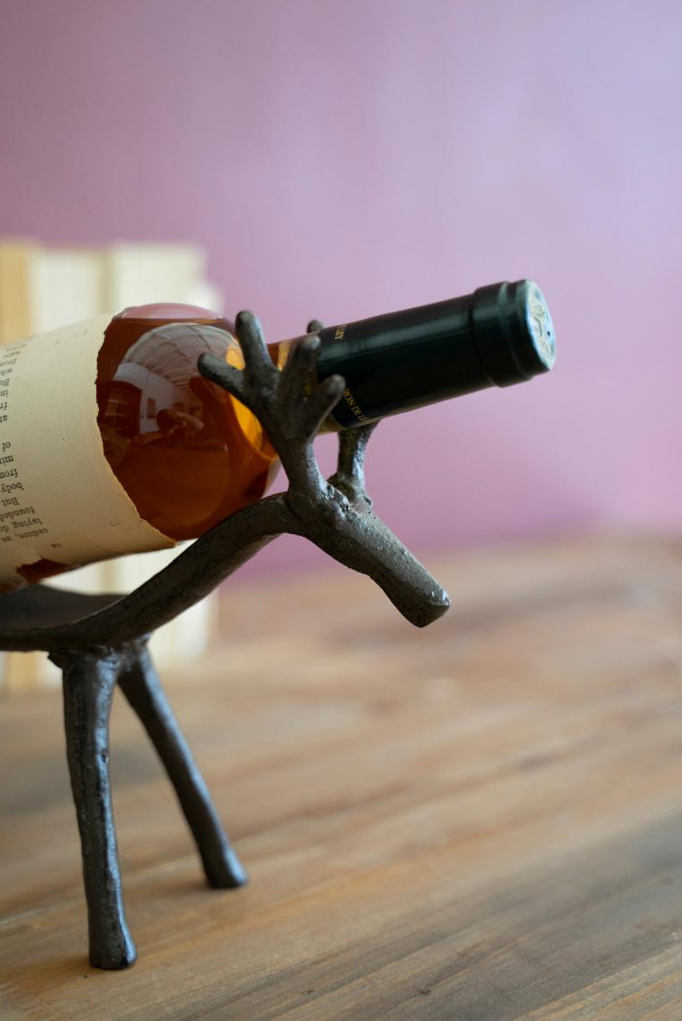 Cast Iron Reindeer Wine Bottle Holder