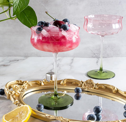 Tulip Crystal Martini Cocktail Glasses