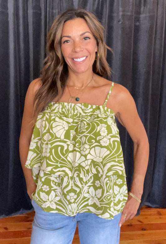 Spaghetti Strap Ruffled Top