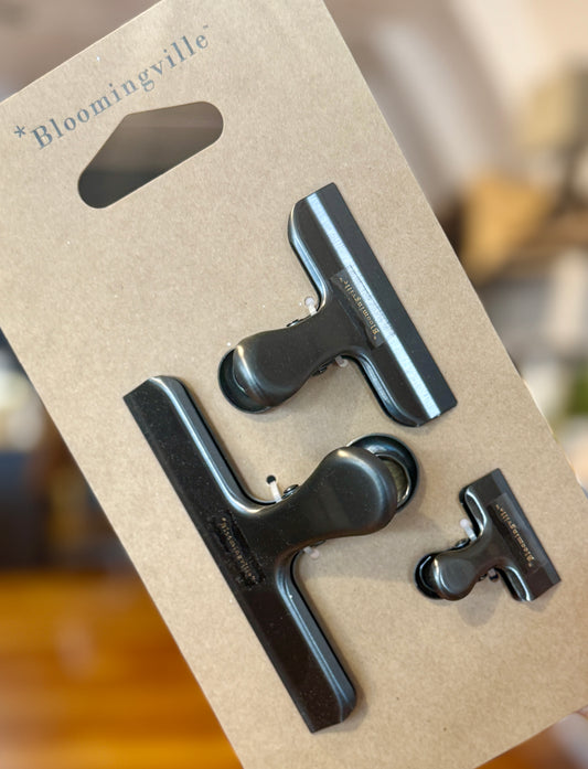 Stainless Steel Clips, Black, Set of 3