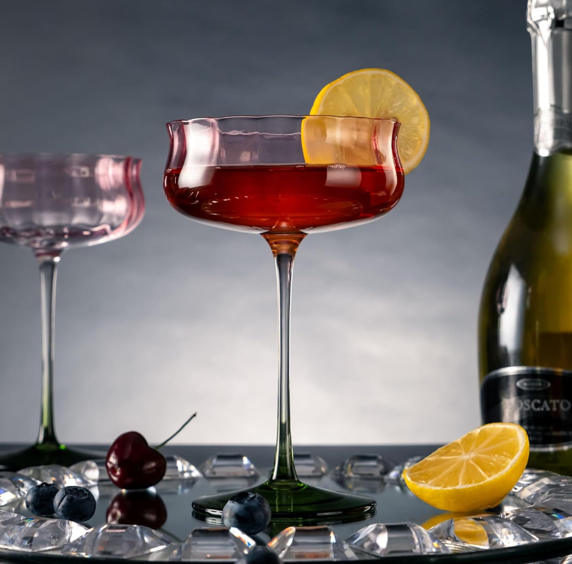 Tulip Crystal Martini Cocktail Glasses