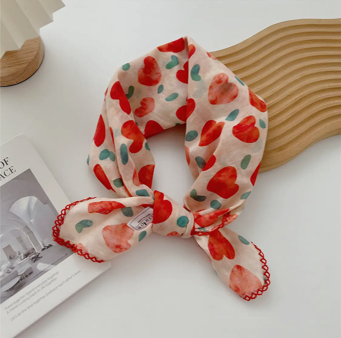Cotton Linen Floral Square Scarf