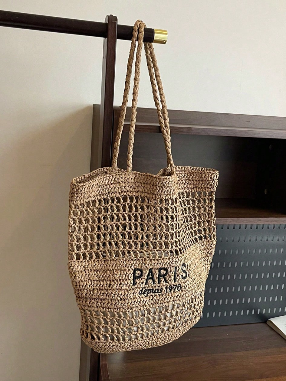 Paris Straw Shoulder Bag