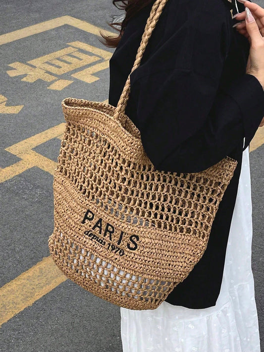 Paris Straw Shoulder Bag