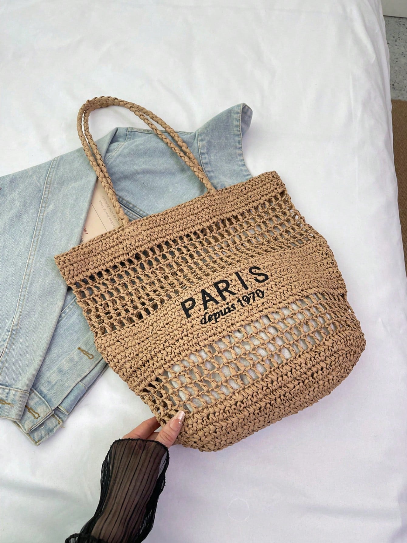 Paris Straw Shoulder Bag