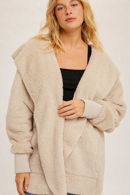 Faux Fur So Soft Plush Hooded Jacket With Pockets