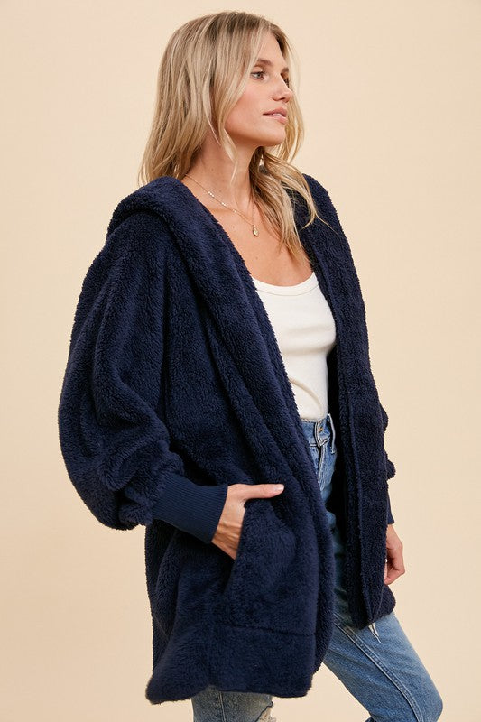 Faux Fur So Soft Plush Hooded Jacket With Pockets