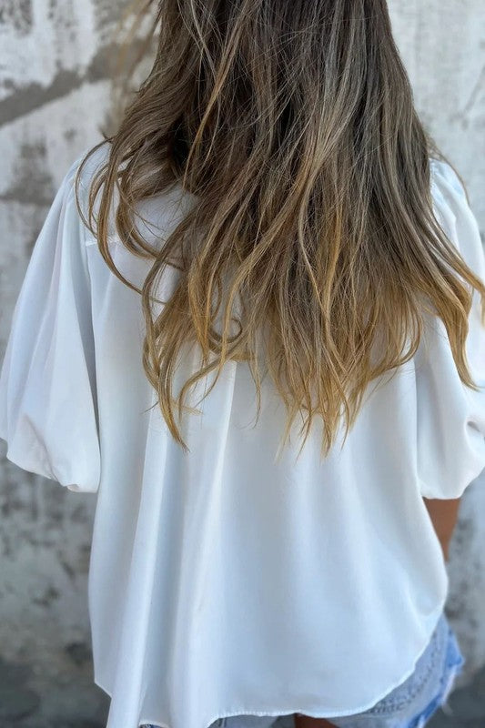 Button Up Smocked Blouse